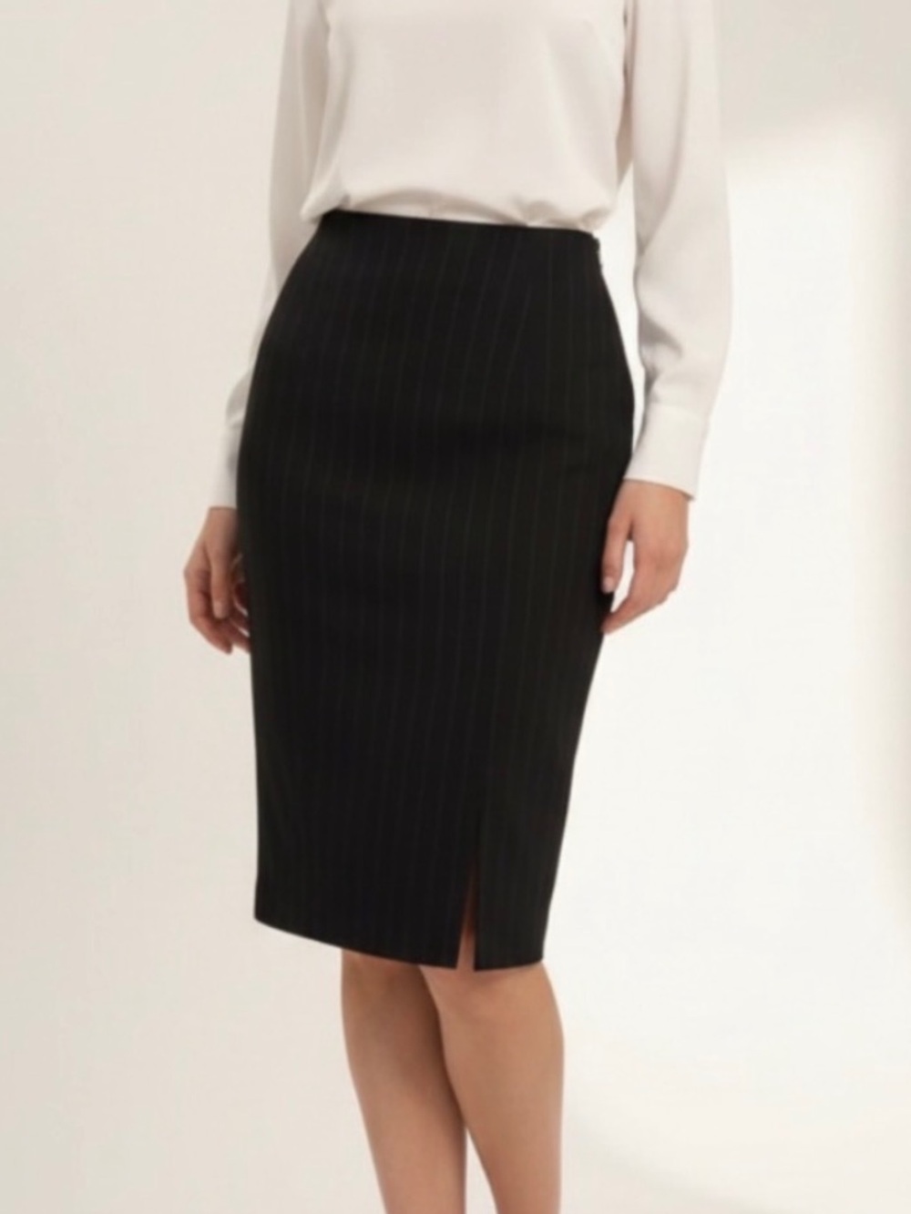 Vintage Armani Collezioni Black Pinstripe Pencil Skirt